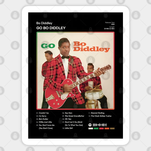 Bo Diddley - Go Bo Diddley Tracklist Album Sticker by 80sRetro